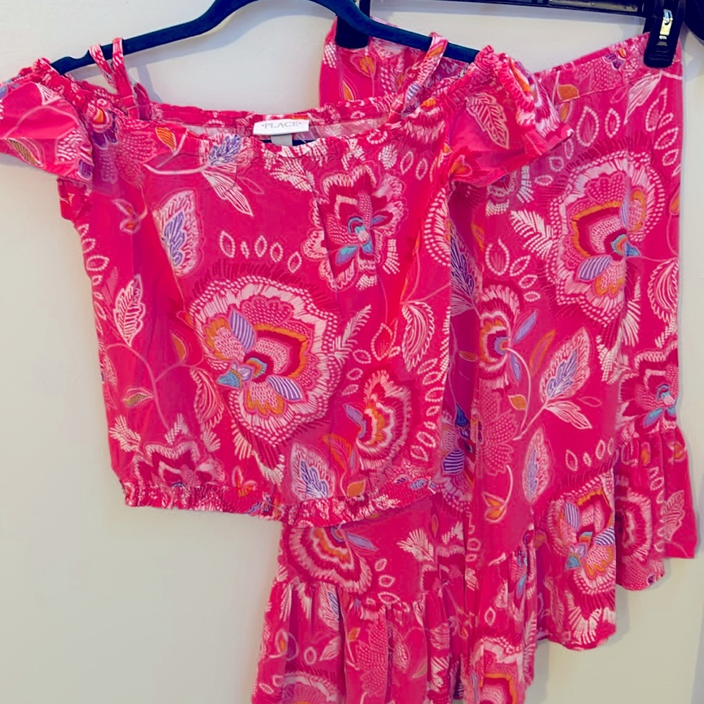 Set of flower print summer outfit for girls